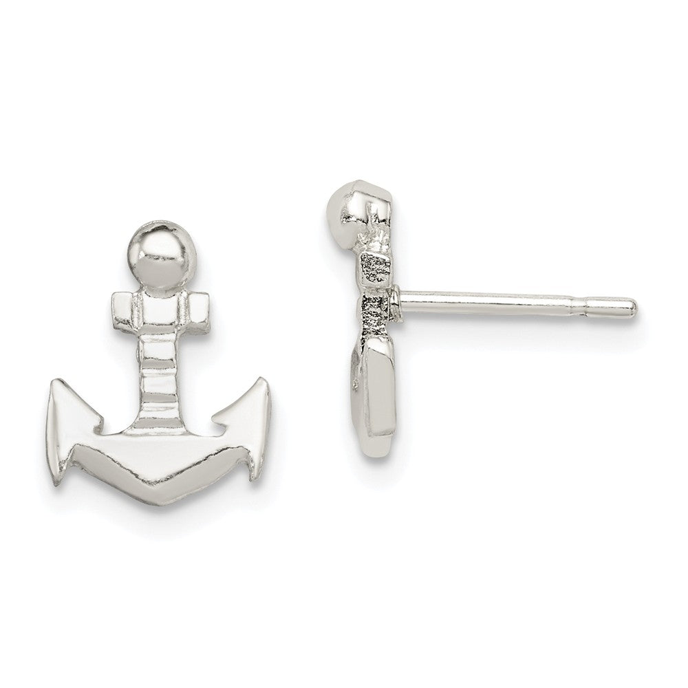 Petite Anchor Post Earrings in Sterling Silver, Item E10943 by The Black Bow Jewelry Co.