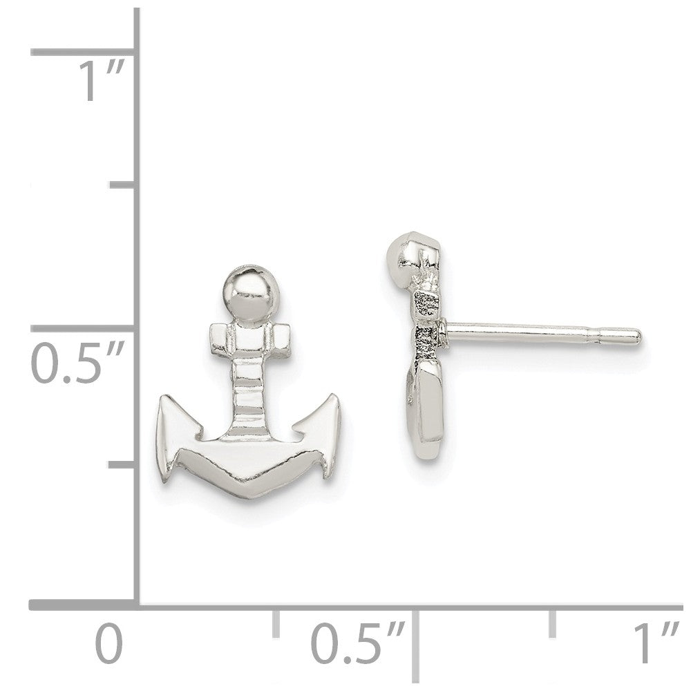 Alternate view of the Petite Anchor Post Earrings in Sterling Silver by The Black Bow Jewelry Co.