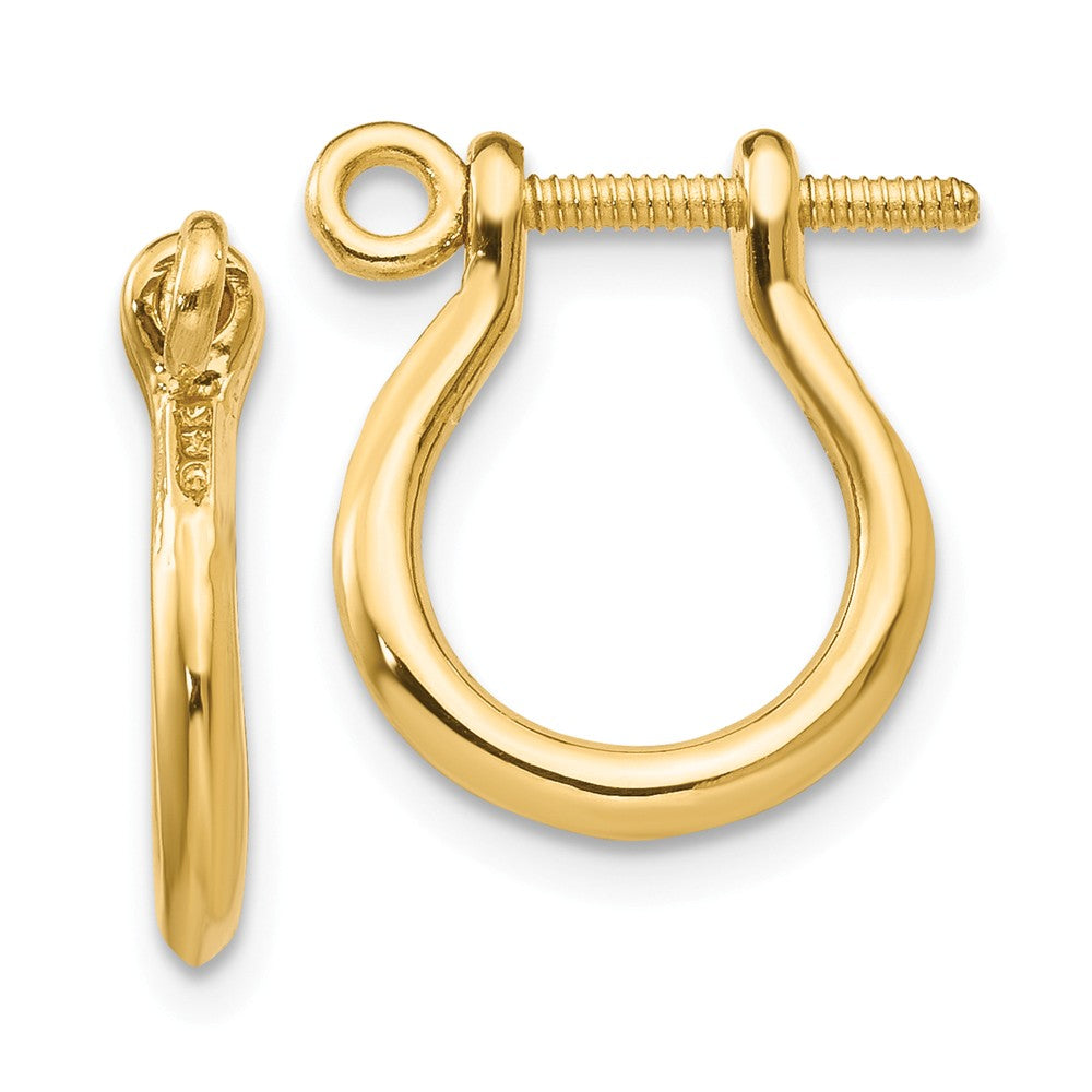 Small Shackle Link Screw Post Hoop Earrings in 14k Yellow Gold, Item E10954 by The Black Bow Jewelry Co.