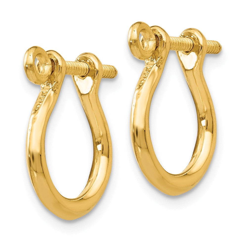 Alternate view of the Small Shackle Link Screw Post Hoop Earrings in 14k Yellow Gold by The Black Bow Jewelry Co.