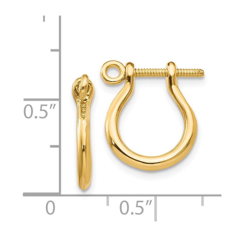Alternate view of the Small Shackle Link Screw Post Hoop Earrings in 14k Yellow Gold by The Black Bow Jewelry Co.