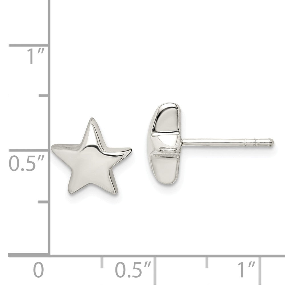 Alternate view of the 10mm Polished 3D Star Post Earrings in Sterling Silver by The Black Bow Jewelry Co.