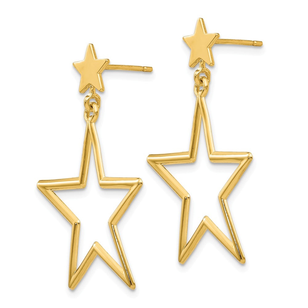 Solid 14K Gold Moon and Star Post Earrings 7x7mm