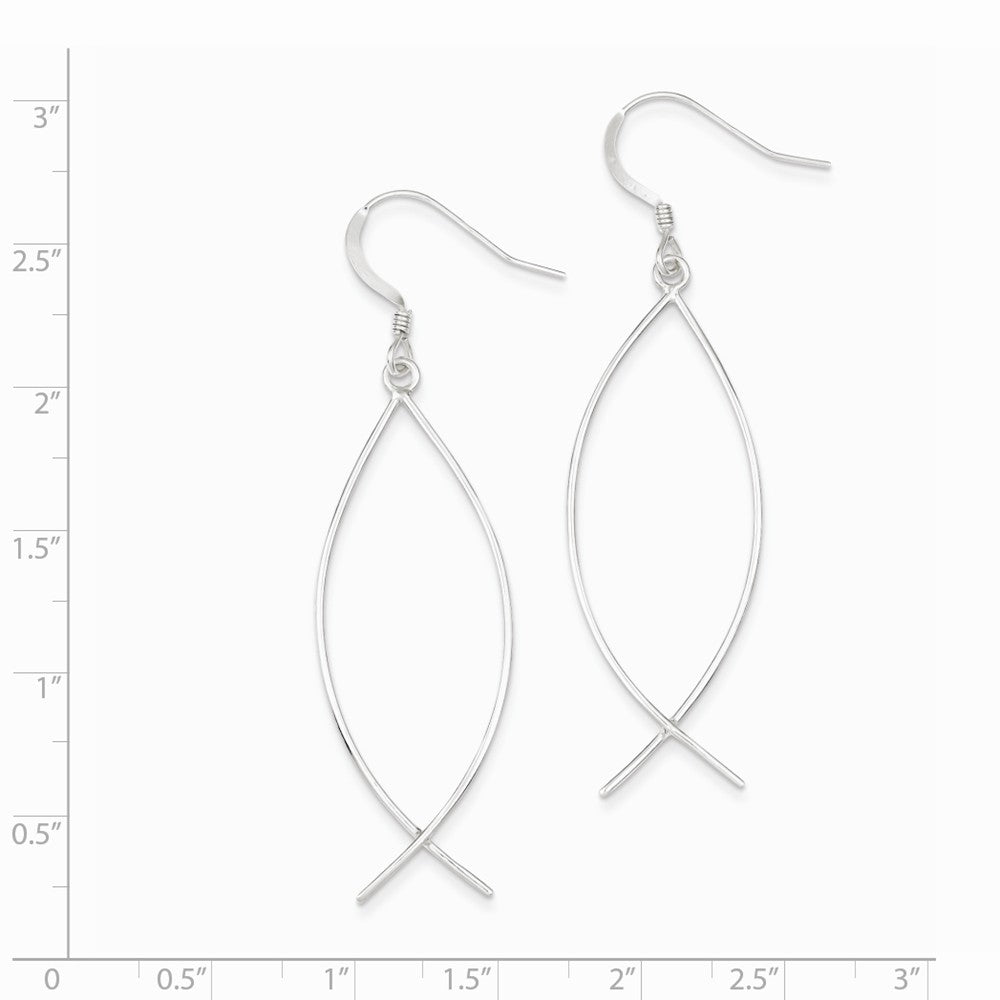 Alternate view of the Large Ichthus (Fish) Dangle Earrings in Sterling Silver by The Black Bow Jewelry Co.