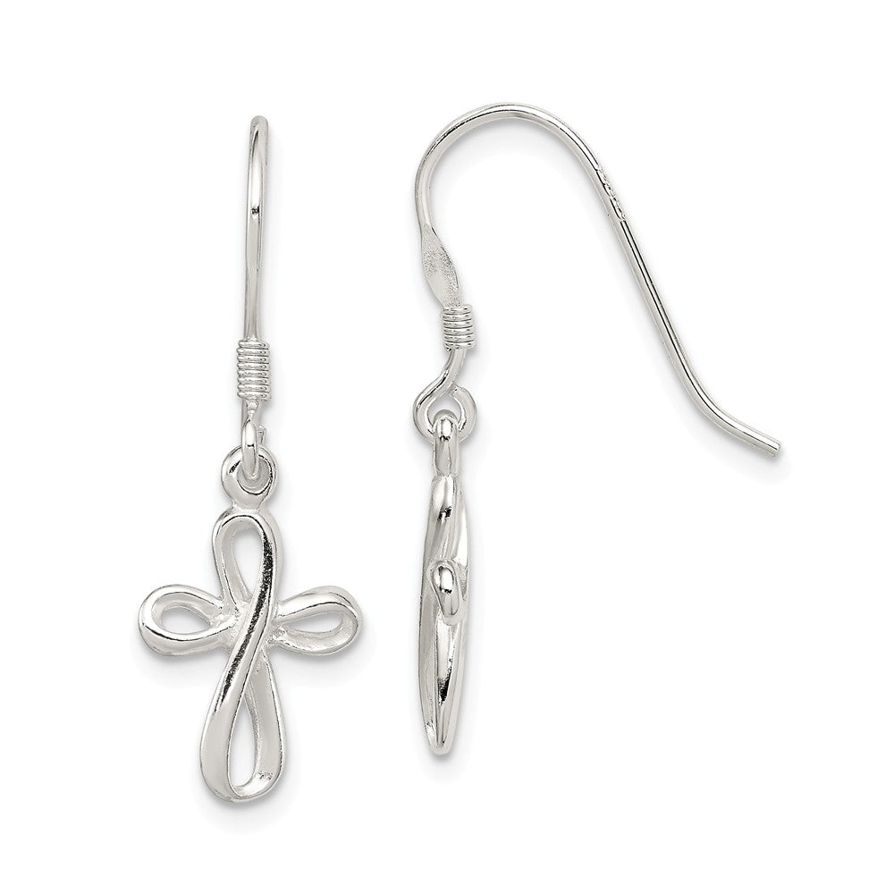 Small Everlasting Cross Dangle Earrings in Sterling Silver, Item E11024 by The Black Bow Jewelry Co.