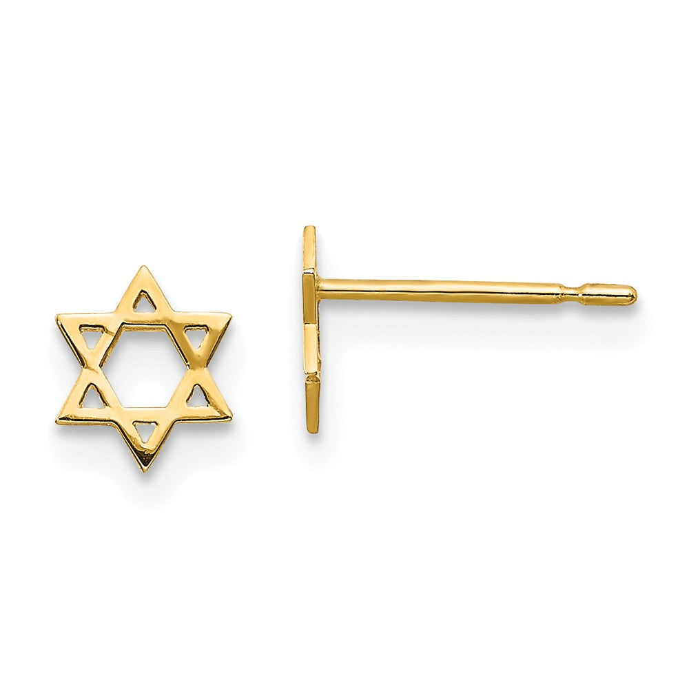 Kids 5mm Child&#39;s Star of David Post Earrings in 14k Yellow Gold, Item E11027 by The Black Bow Jewelry Co.