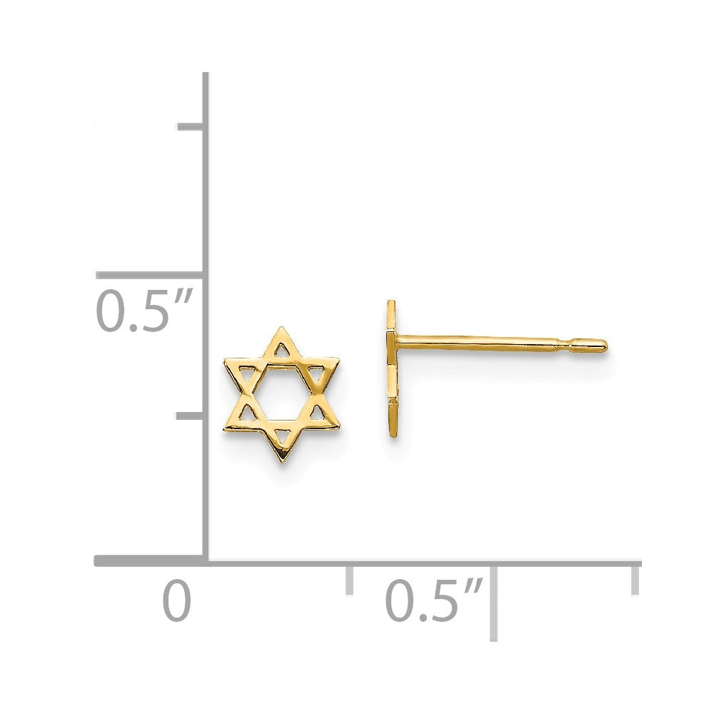 Alternate view of the Kids 5mm Child&#39;s Star of David Post Earrings in 14k Yellow Gold by The Black Bow Jewelry Co.