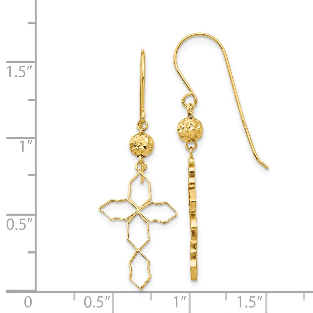 Alternate view of the Open Cross Dangle Earrings in 14k Yellow Gold by The Black Bow Jewelry Co.