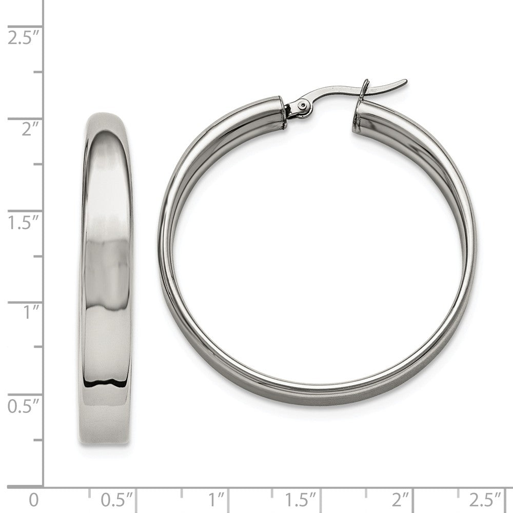 Alternate view of the Stainless Steel Polished Round Hoop Earrings, 6.75 x 42mm (1 5/8 in) by The Black Bow Jewelry Co.