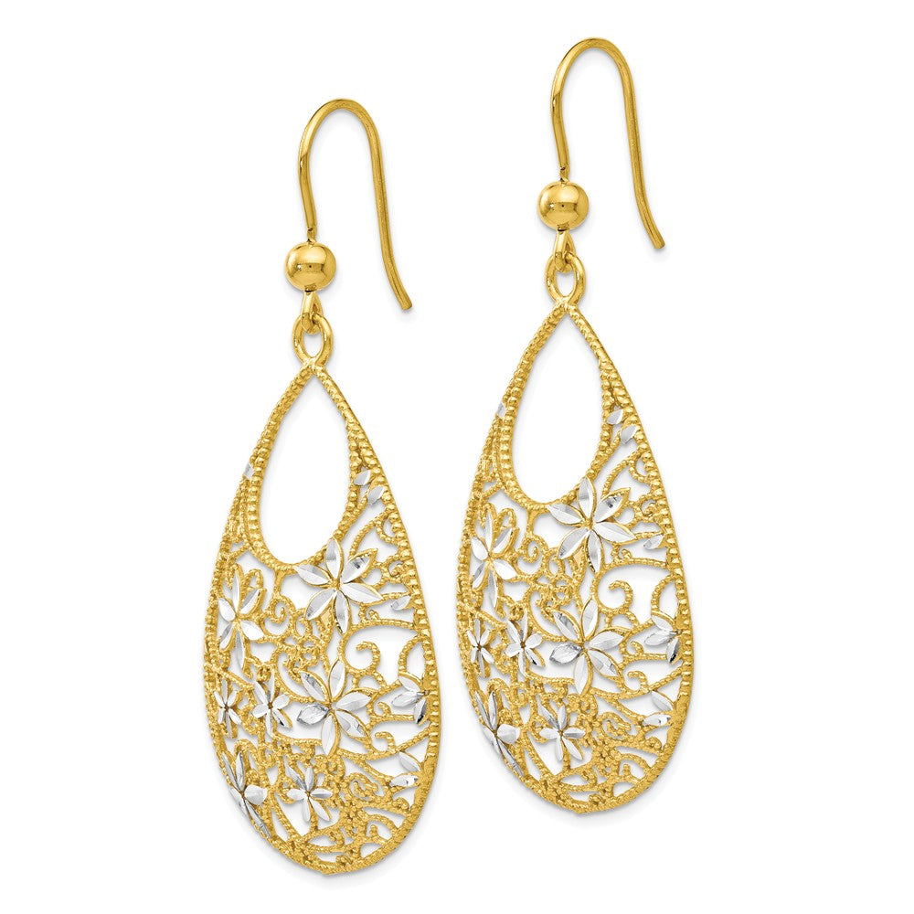 Alternate view of the Floral Teardrop Dangle 18k Gold Plated &amp; Sterling Silver Earrings by The Black Bow Jewelry Co.