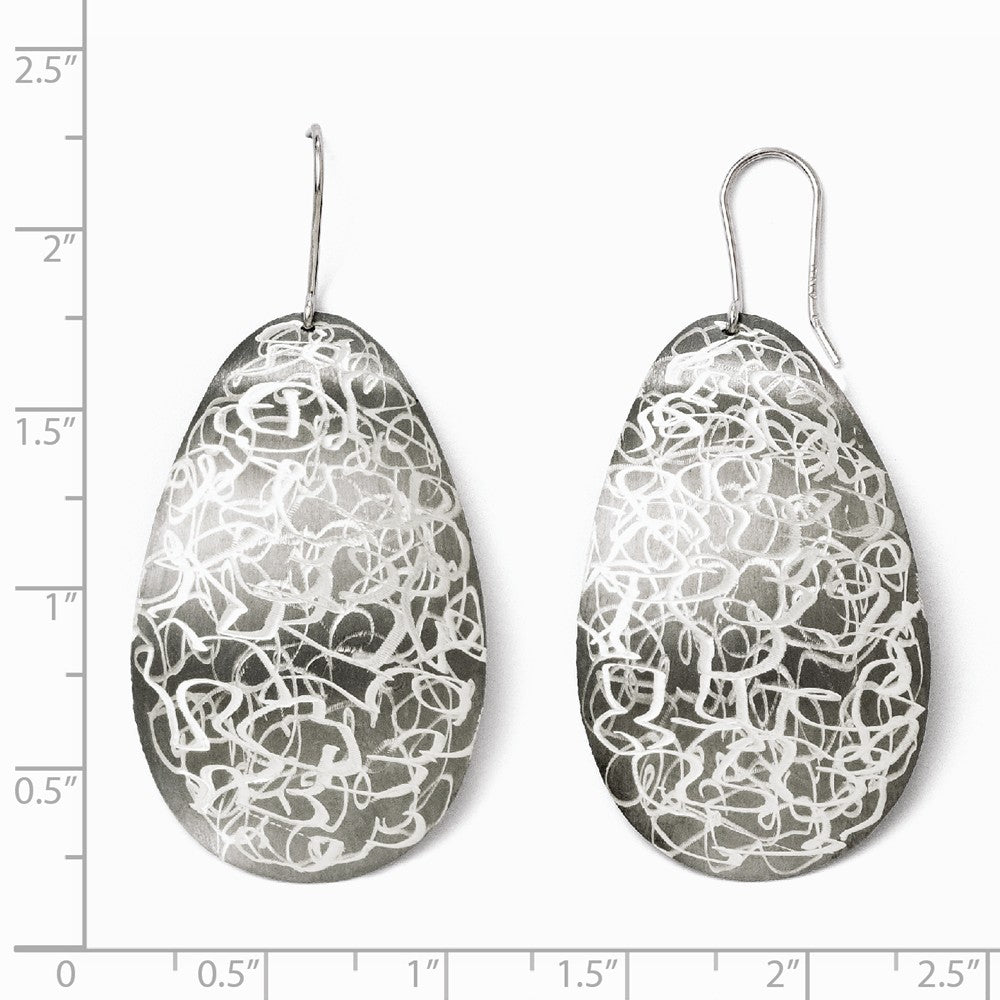 Alternate view of the Two-Tone Sterling Silver Etched Finish Oval Dangle Earrings, 52mm by The Black Bow Jewelry Co.