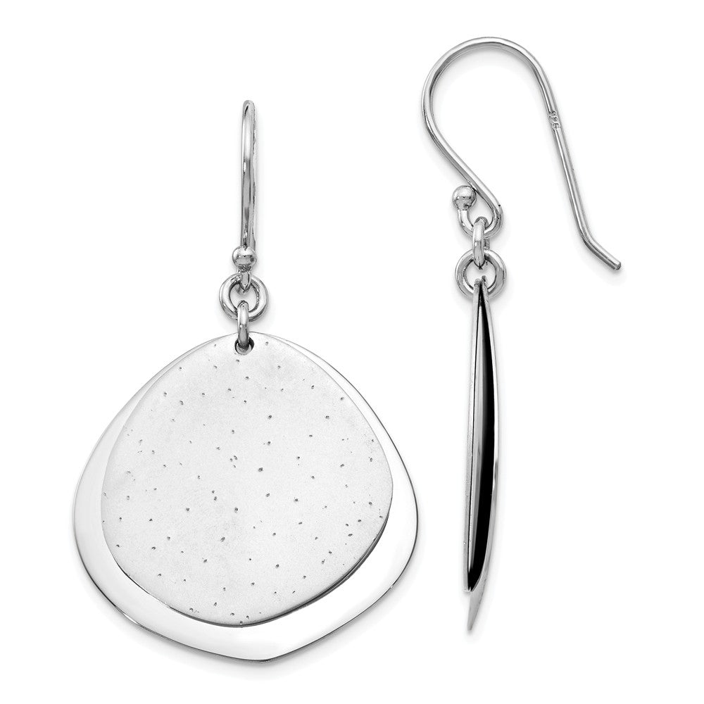 25mm Polished and Stippled Finish Dangle Earrings in Sterling Silver, Item E11224 by The Black Bow Jewelry Co.