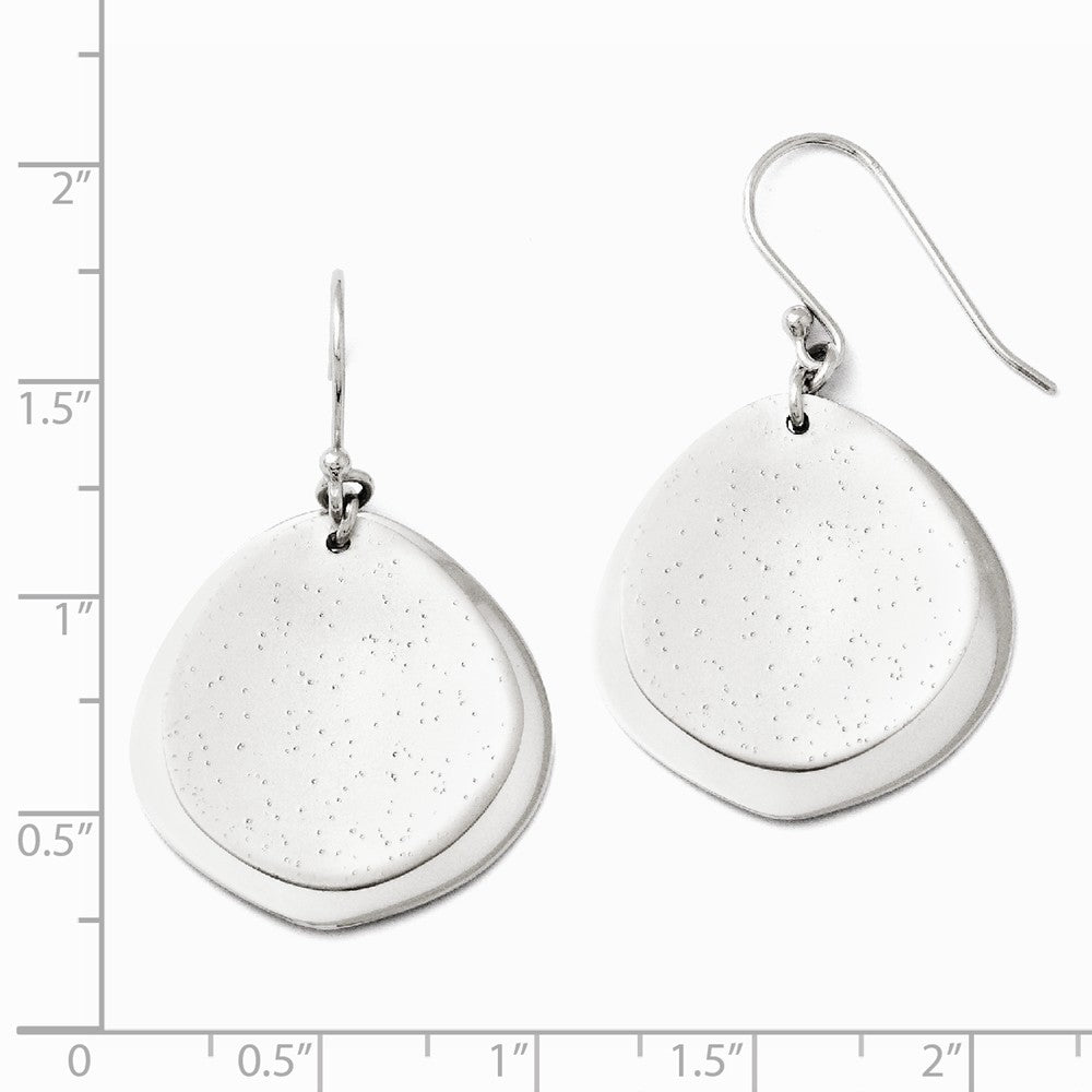 Alternate view of the 25mm Polished and Stippled Finish Dangle Earrings in Sterling Silver by The Black Bow Jewelry Co.