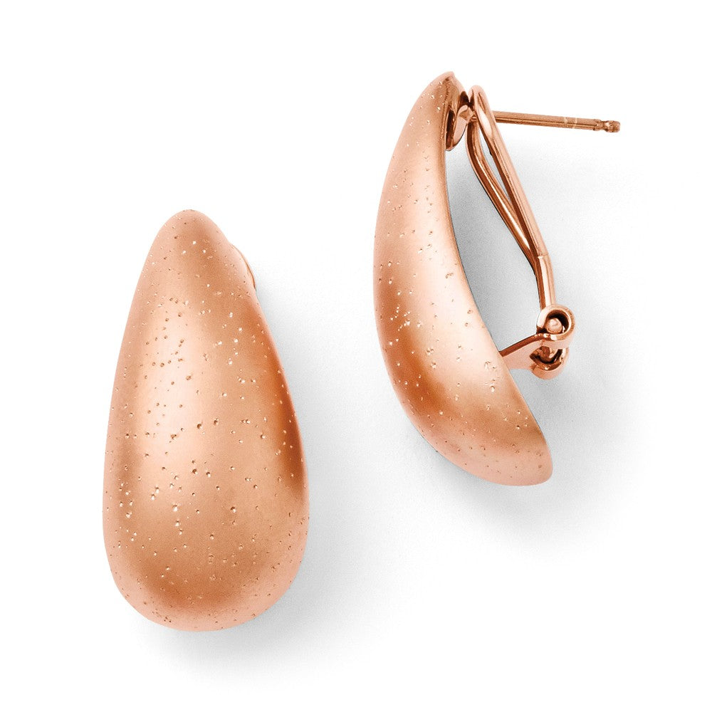 Rose Gold Tone Plated Sterling Silver Dome Teardrop Omega Earrings, Item E11229 by The Black Bow Jewelry Co.