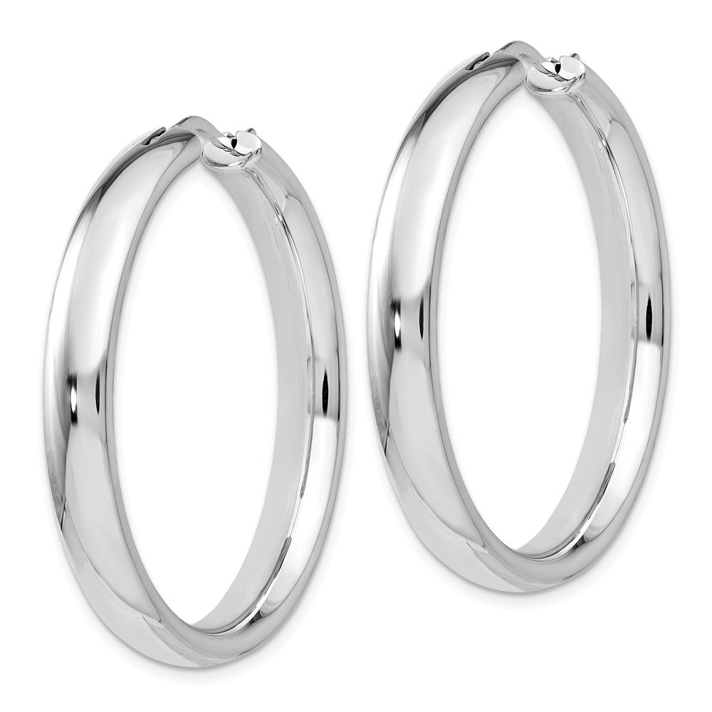 Alternate view of the 5mm Polished Half Round Tube Hoop Earrings in Sterling Silver, 36mm by The Black Bow Jewelry Co.