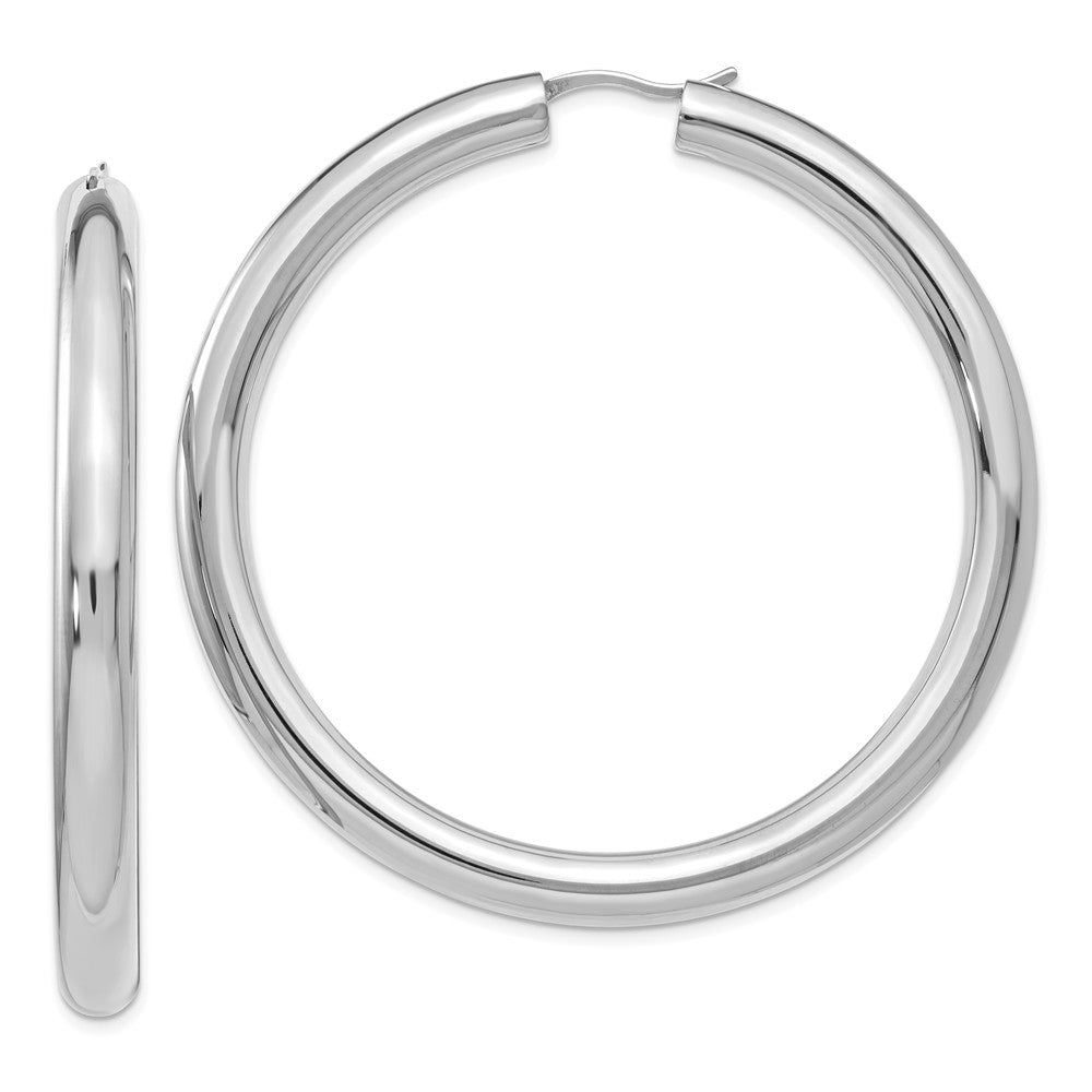 5mm Round Tube Hoop Earrings in Sterling Silver, 55mm (2 1/8 in) - The ...