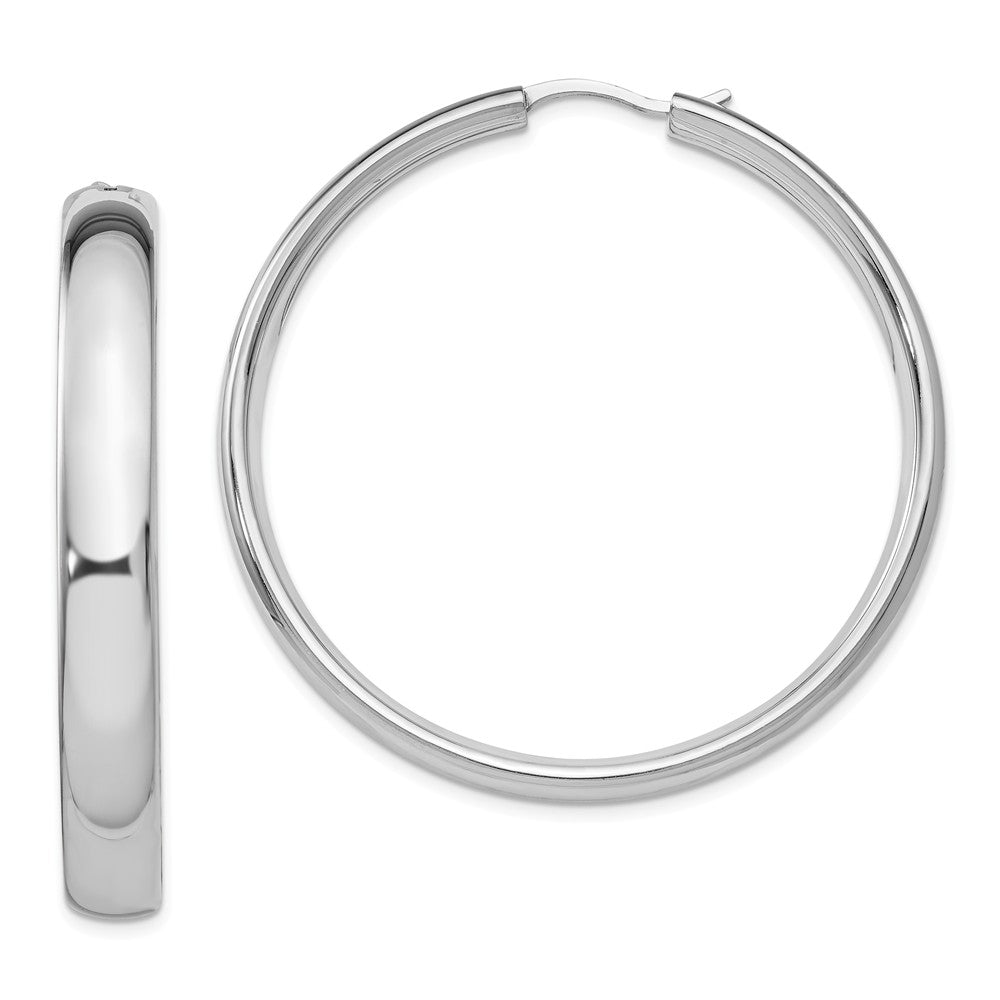 6mm Polished Half Round Tube Hoop Earrings in Sterling Silver, 47mm, Item E11254 by The Black Bow Jewelry Co.