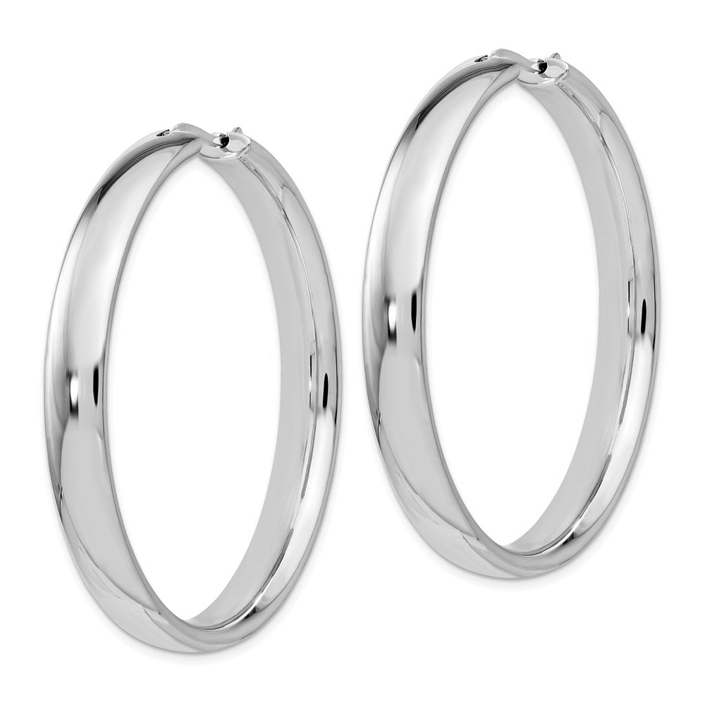 Alternate view of the 6mm Polished Half Round Tube Hoop Earrings in Sterling Silver, 47mm by The Black Bow Jewelry Co.