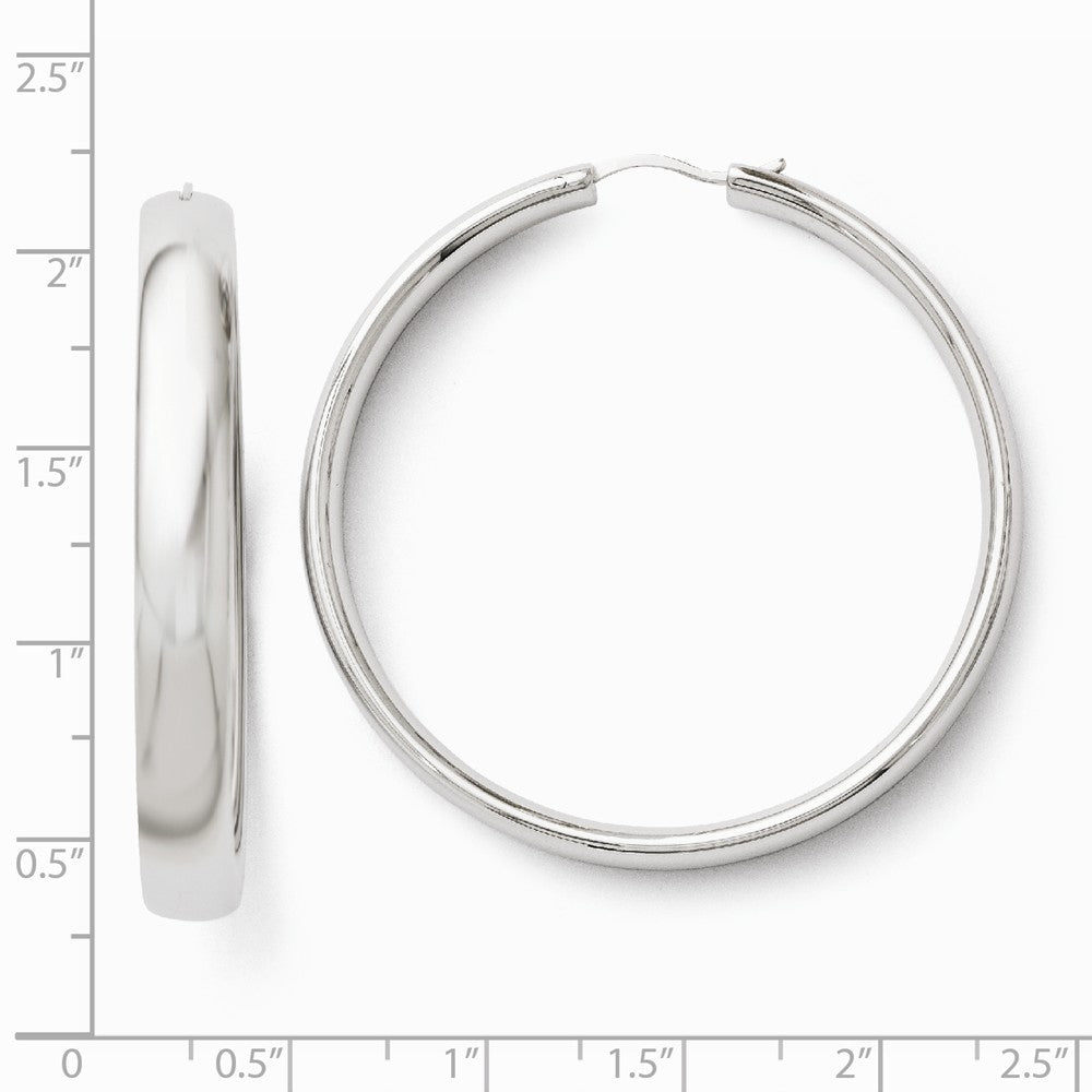 Alternate view of the 6mm Polished Half Round Tube Hoop Earrings in Sterling Silver, 47mm by The Black Bow Jewelry Co.