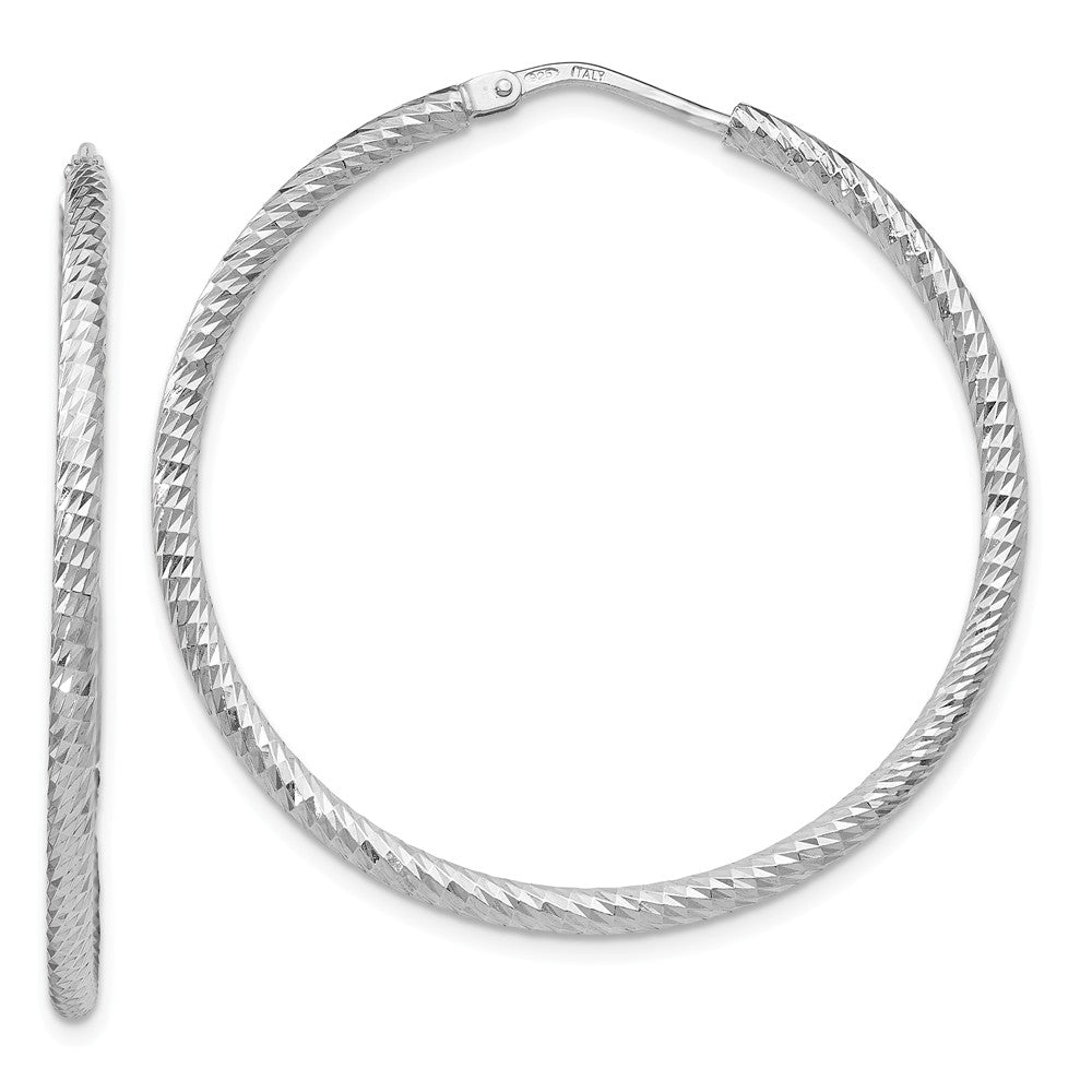 2mm Diamond-Cut Endless Hoop Earrings in Sterling Silver, 37mm, Item E11281 by The Black Bow Jewelry Co.