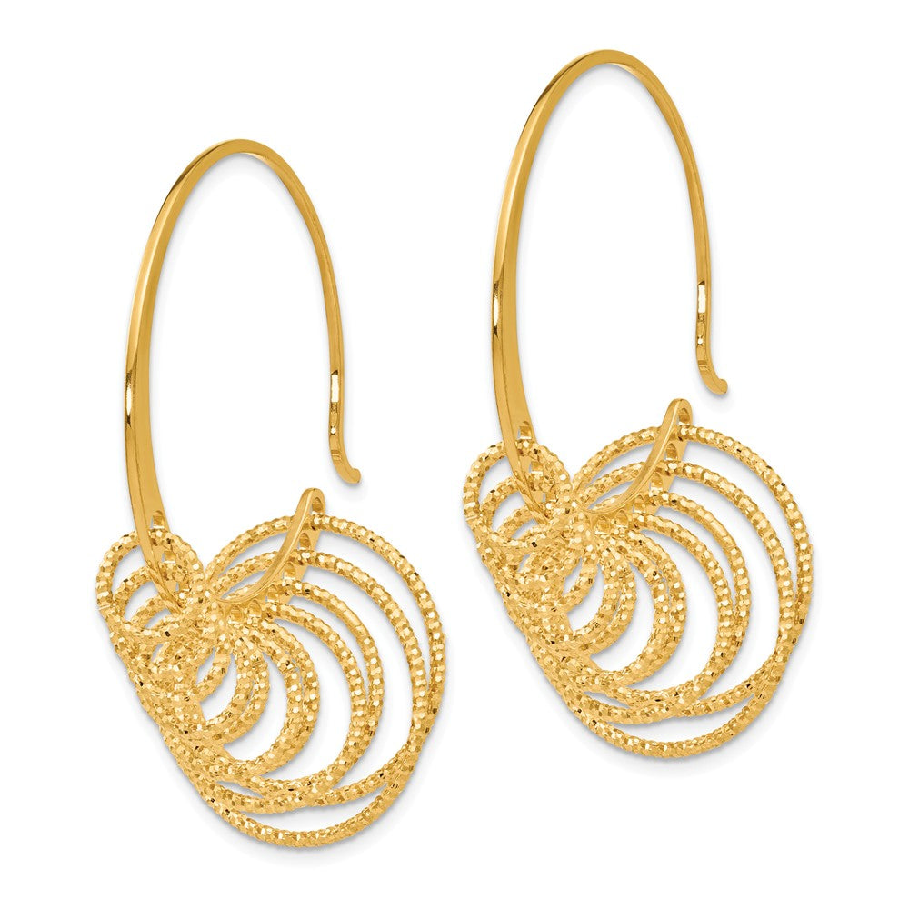 Alternate view of the Laser Cut Chandelier Circle Threader Hoop Earrings, Gold Tone Silver by The Black Bow Jewelry Co.
