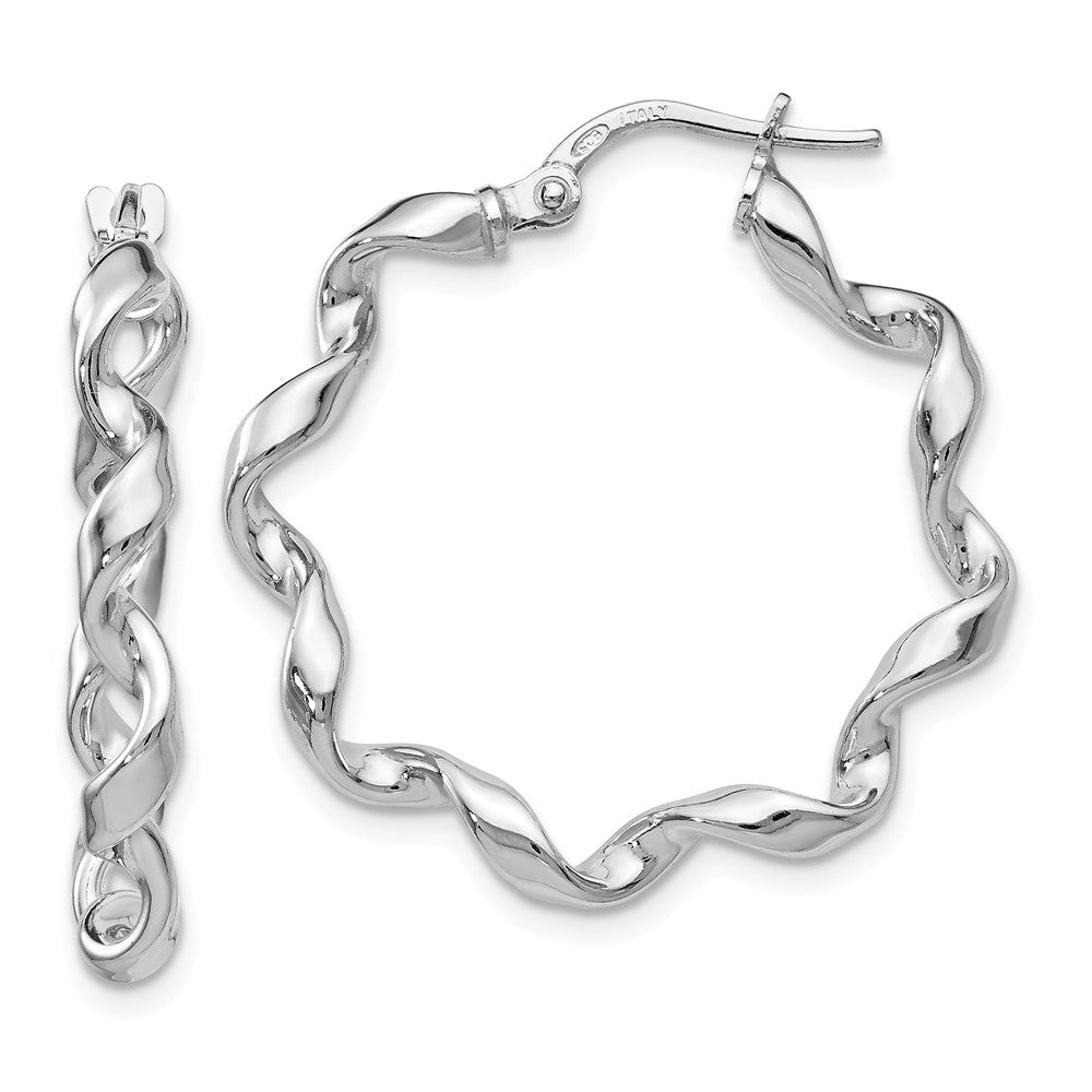 3.5mm Polished Spiral Twisted Hoops in Sterling Silver, 26mm (1 in), Item E11330 by The Black Bow Jewelry Co.