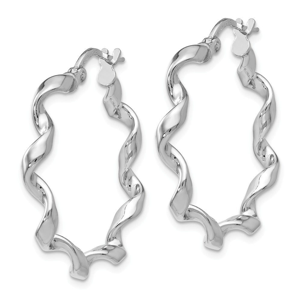 Alternate view of the 3.5mm Polished Spiral Twisted Hoops in Sterling Silver, 26mm (1 in) by The Black Bow Jewelry Co.