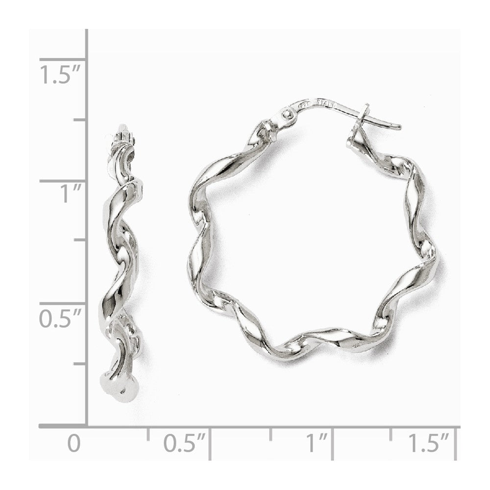 Alternate view of the 3.5mm Polished Spiral Twisted Hoops in Sterling Silver, 26mm (1 in) by The Black Bow Jewelry Co.