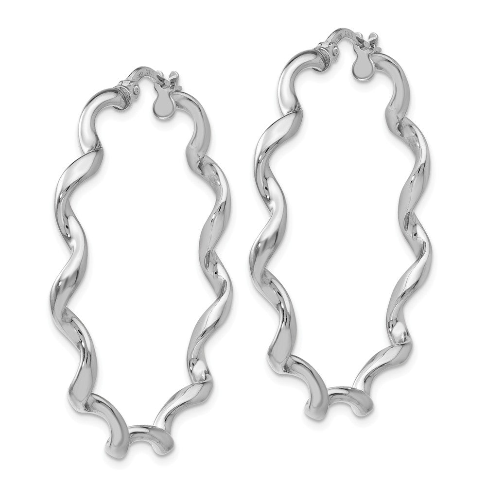 Alternate view of the 3.5mm Polished Spiral Twisted Hoops in Silver, 38mm (1 1/2 in) by The Black Bow Jewelry Co.