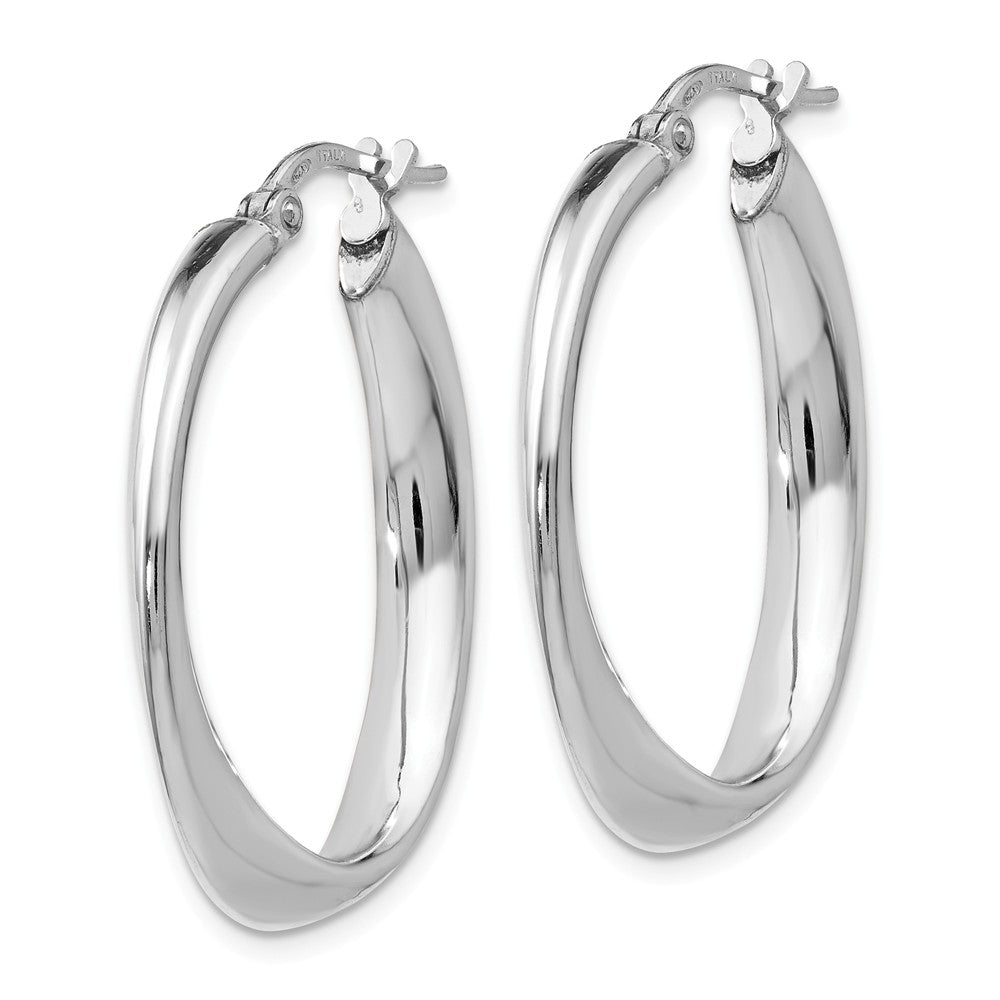 Alternate view of the 4mm Polished Oval Twist Hoop Earrings in Sterling Silver, 26mm (1 in) by The Black Bow Jewelry Co.