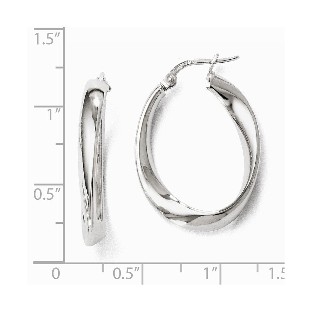 Alternate view of the 4mm Polished Oval Twist Hoop Earrings in Sterling Silver, 26mm (1 in) by The Black Bow Jewelry Co.