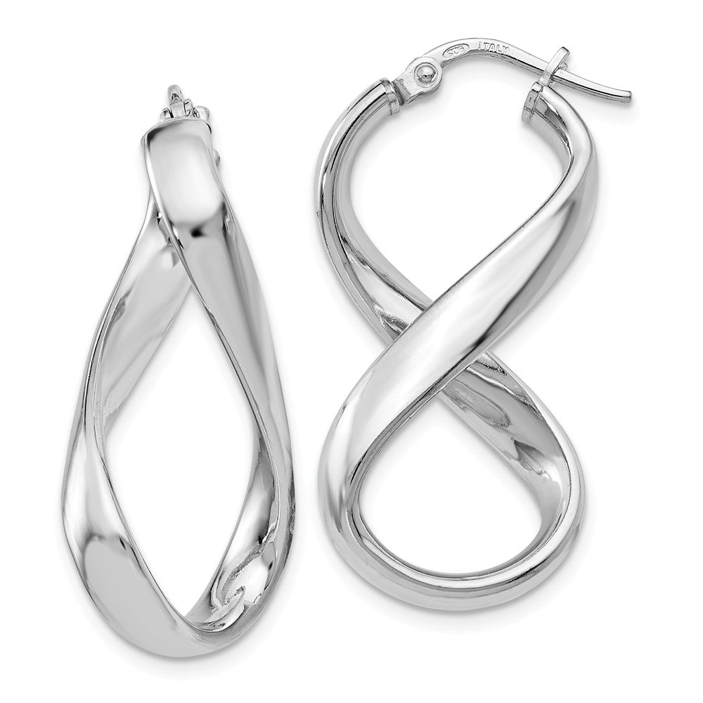 Polished Twisted Hoop Earrings in Sterling Silver, 34mm (1 5/16 in), Item E11337 by The Black Bow Jewelry Co.