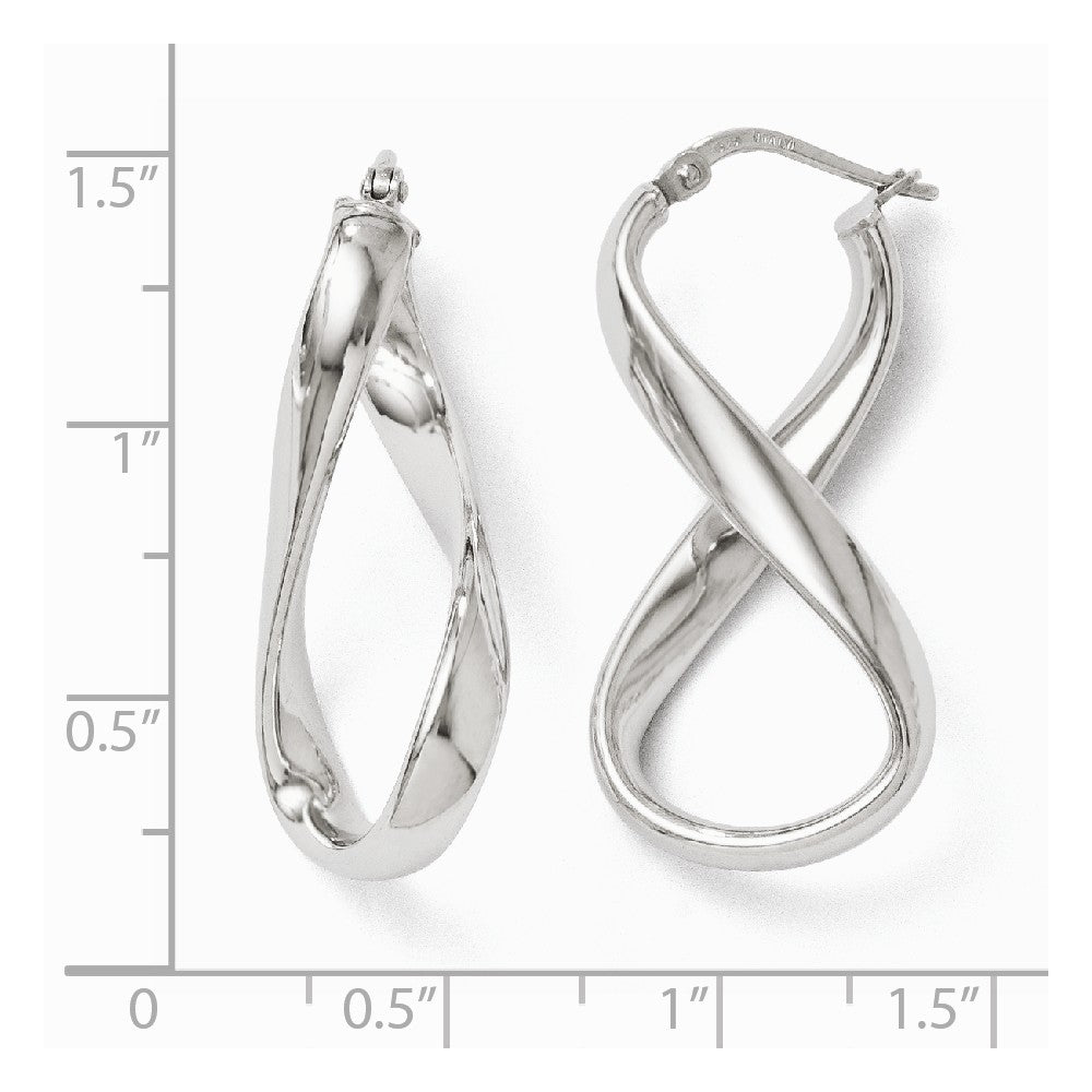 Alternate view of the Polished Twisted Hoop Earrings in Sterling Silver, 34mm (1 5/16 in) by The Black Bow Jewelry Co.