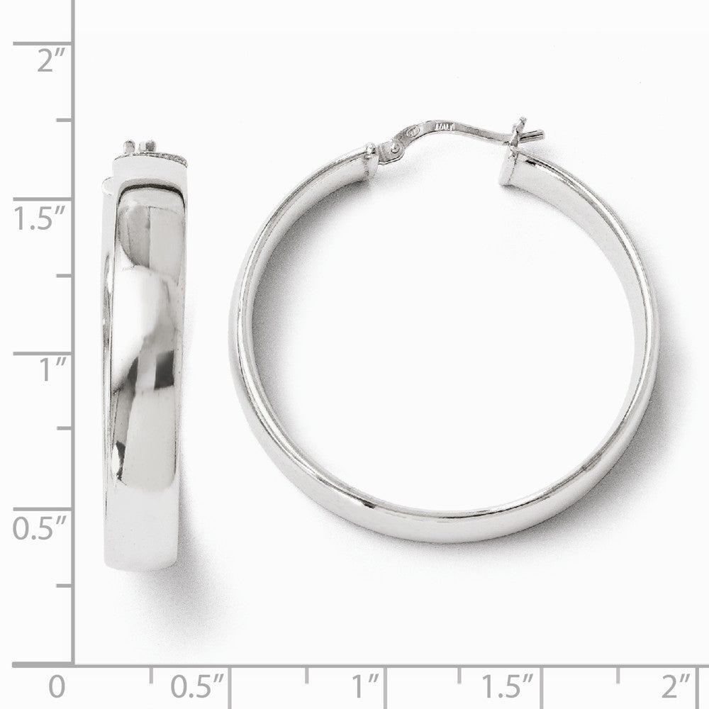 Alternate view of the 6mm Polished Round Hoop Earrings in Sterling Silver 35mm (1 3/8 in) by The Black Bow Jewelry Co.