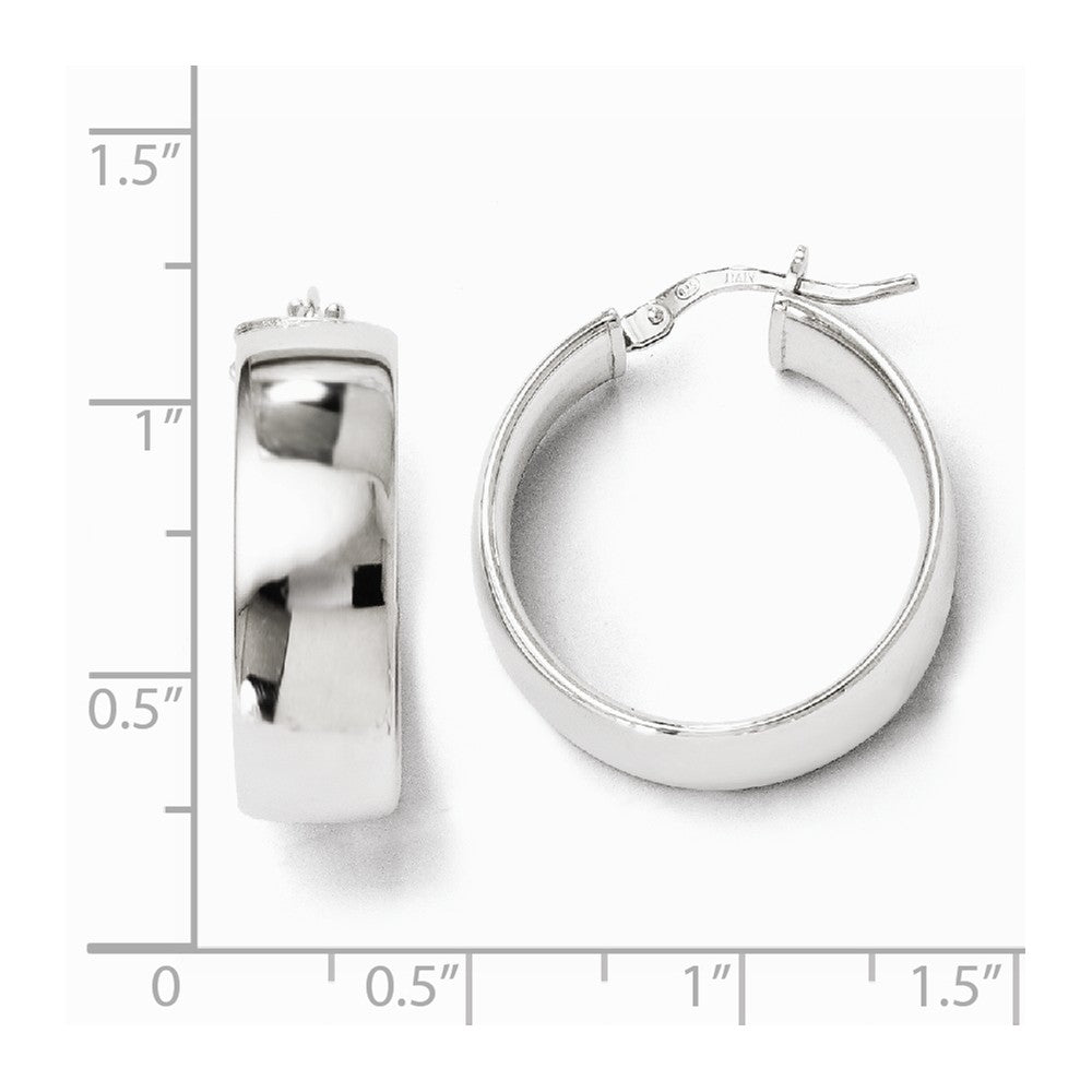 Alternate view of the 7.5mm Polished Round Hoop Earrings in Sterling Silver, 23mm (15/16 in) by The Black Bow Jewelry Co.