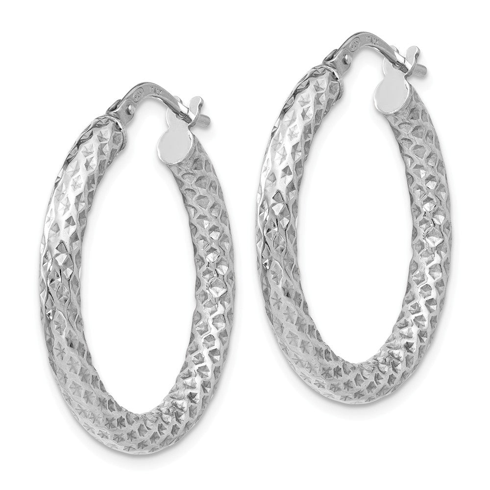 Alternate view of the 3mm Textured Round Hoops in Sterling Silver, 26mm (1 in) by The Black Bow Jewelry Co.