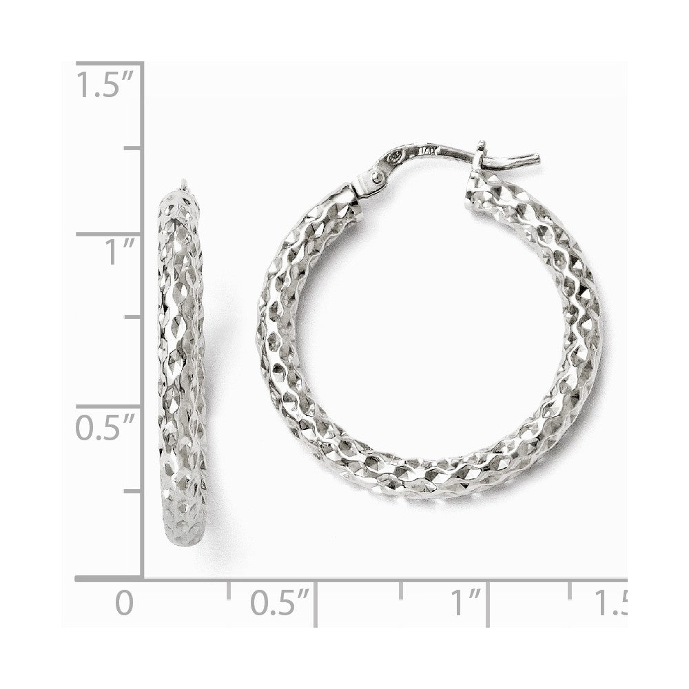 Alternate view of the 3mm Textured Round Hoops in Sterling Silver, 26mm (1 in) by The Black Bow Jewelry Co.