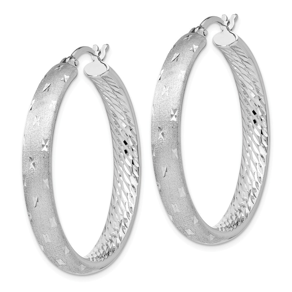 Alternate view of the 5mm Diamond-Cut Sterling Silver Round Hoop Earrings, 39mm (1 1/2 in) by The Black Bow Jewelry Co.