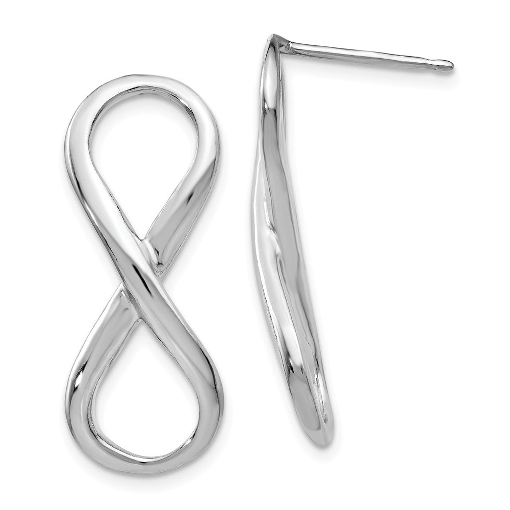 Polished Infinity Symbol Post Earrings in Sterling Silver, 28mm, Item E11382 by The Black Bow Jewelry Co.