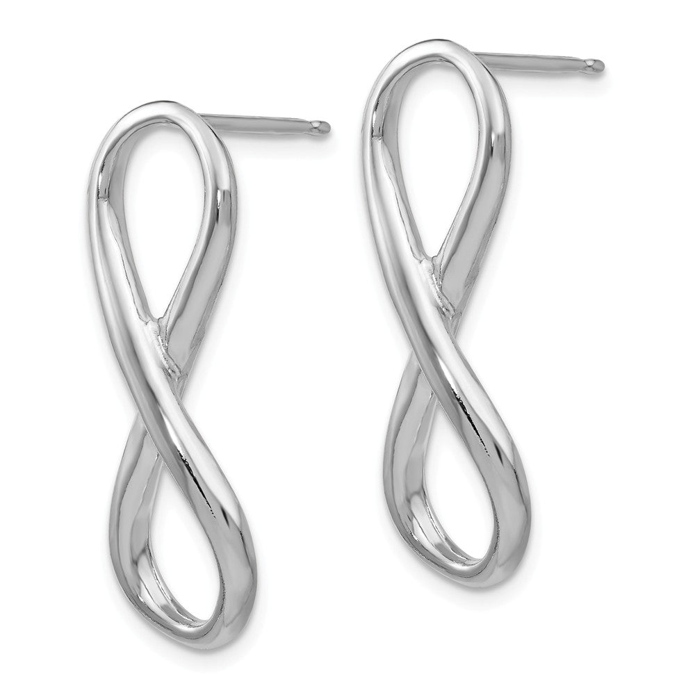 Alternate view of the Polished Infinity Symbol Post Earrings in Sterling Silver, 28mm by The Black Bow Jewelry Co.