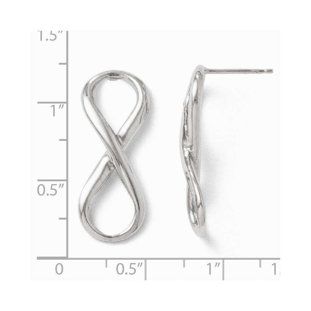 Alternate view of the Polished Infinity Symbol Post Earrings in Sterling Silver, 28mm by The Black Bow Jewelry Co.