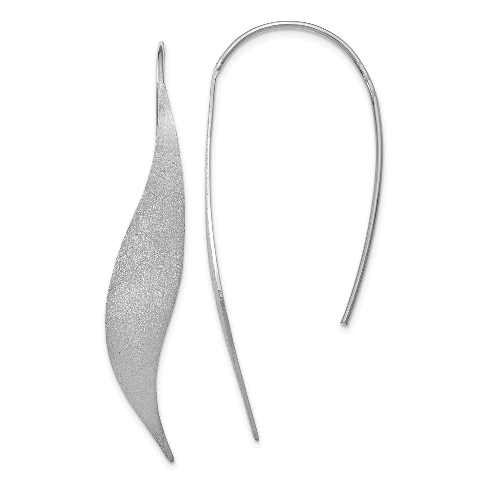 Brushed Ribbon Threader Earrings in Sterling Silver, 50mm (1 7/8 in), Item E11408 by The Black Bow Jewelry Co.