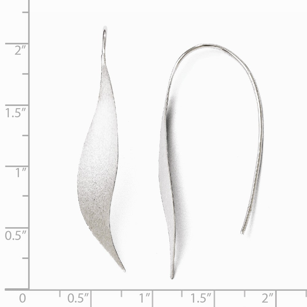 Alternate view of the Brushed Ribbon Threader Earrings in Sterling Silver, 50mm (1 7/8 in) by The Black Bow Jewelry Co.
