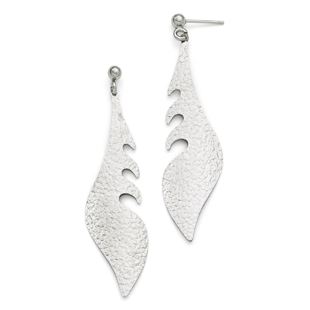 Long Textured Abstract Post Dangle Earrings in Sterling Silver, Item E11430 by The Black Bow Jewelry Co.