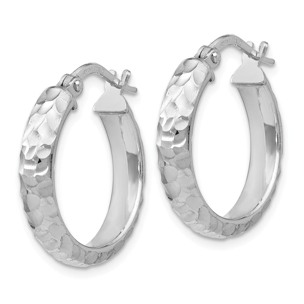 Alternate view of the 4mm Textured Half Round Hoop Earrings in Sterling Silver, 20mm by The Black Bow Jewelry Co.