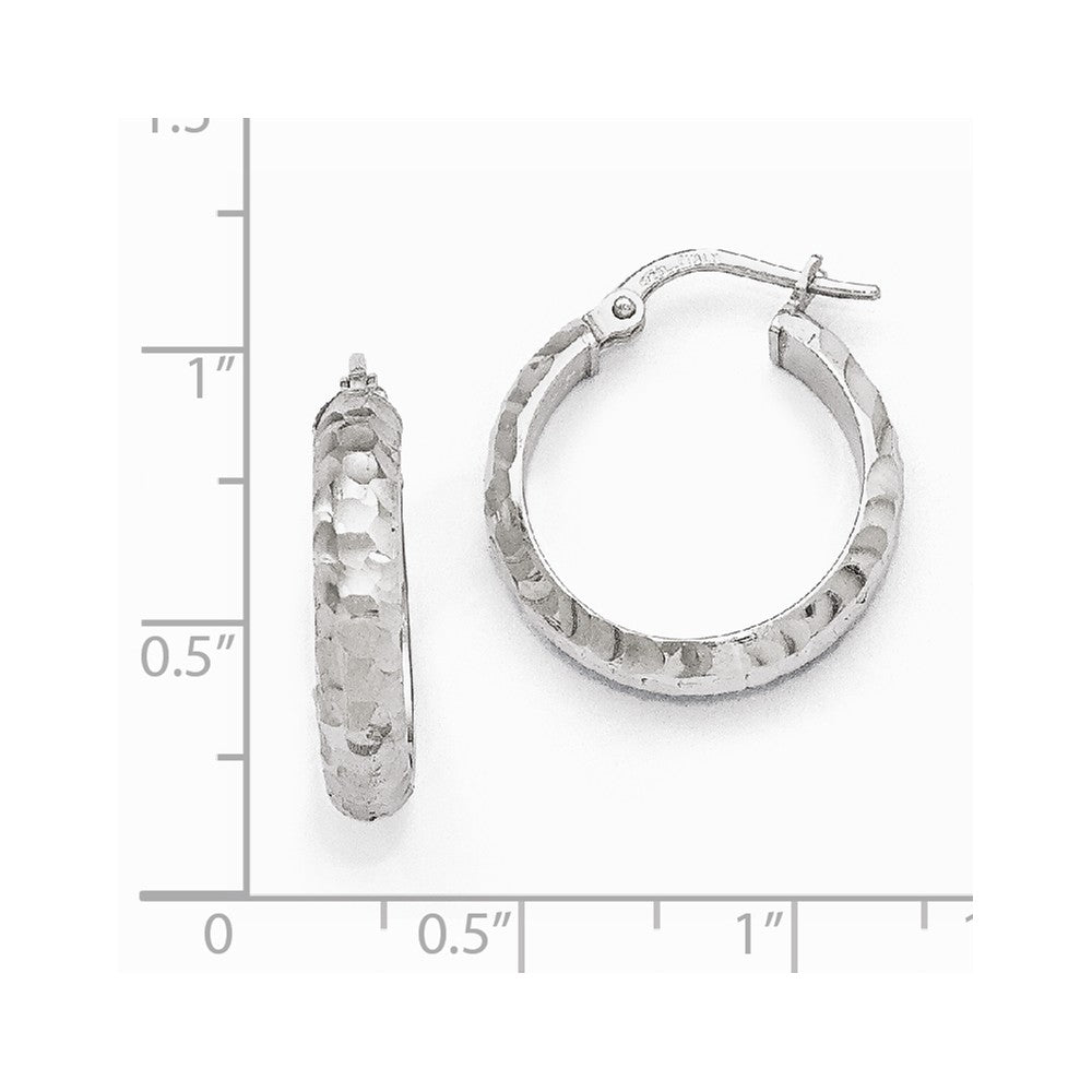 Alternate view of the 4mm Textured Half Round Hoop Earrings in Sterling Silver, 20mm by The Black Bow Jewelry Co.