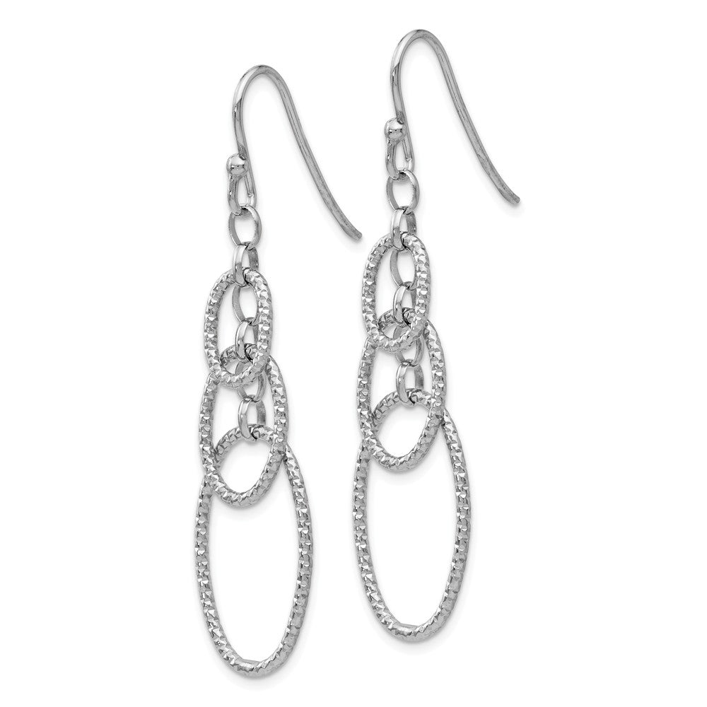 Alternate view of the Textured Oval Link Dangle Earrings in Sterling Silver by The Black Bow Jewelry Co.