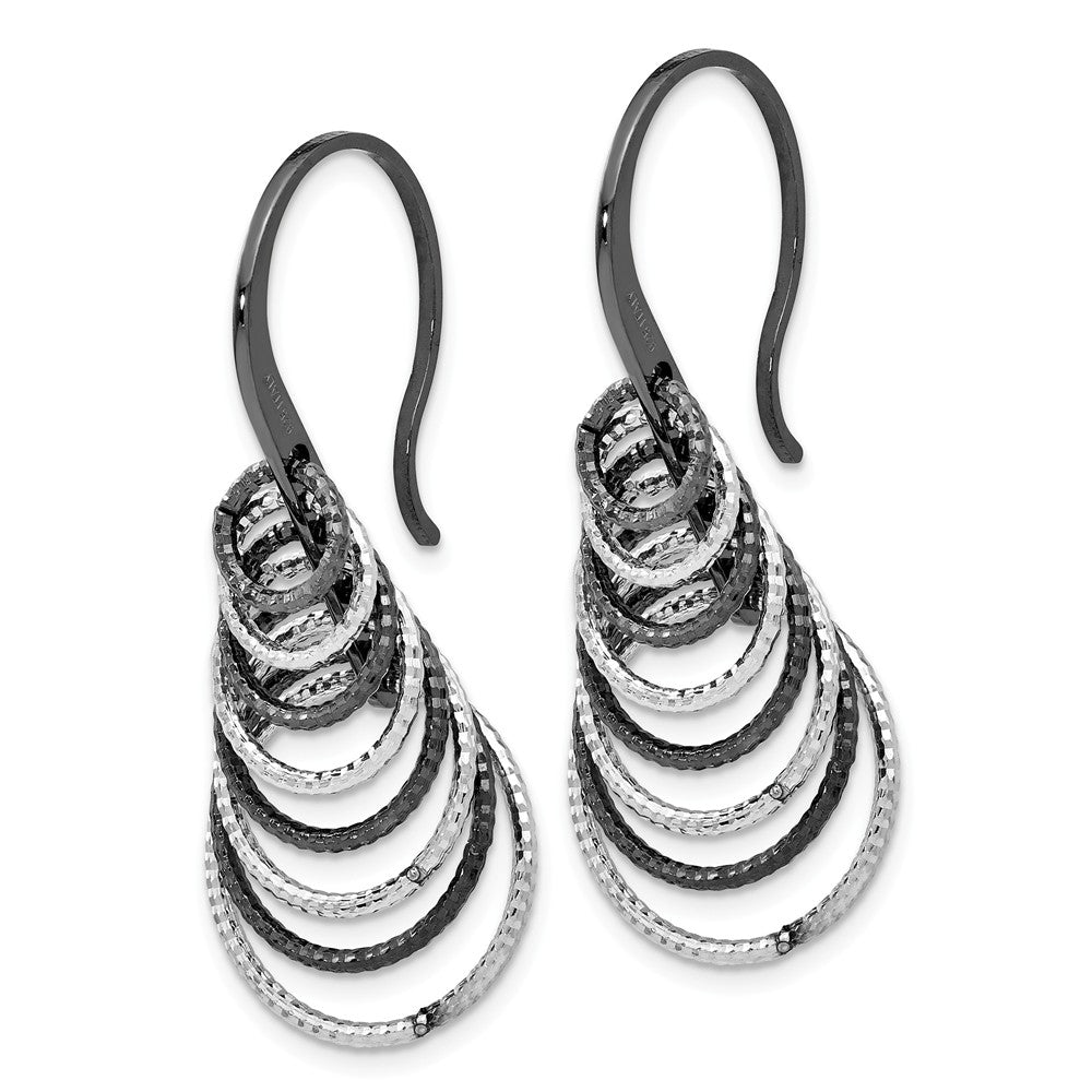 Alternate view of the Two-Tone Textured Layered Circle Dangle Earrings in Sterling Silver by The Black Bow Jewelry Co.