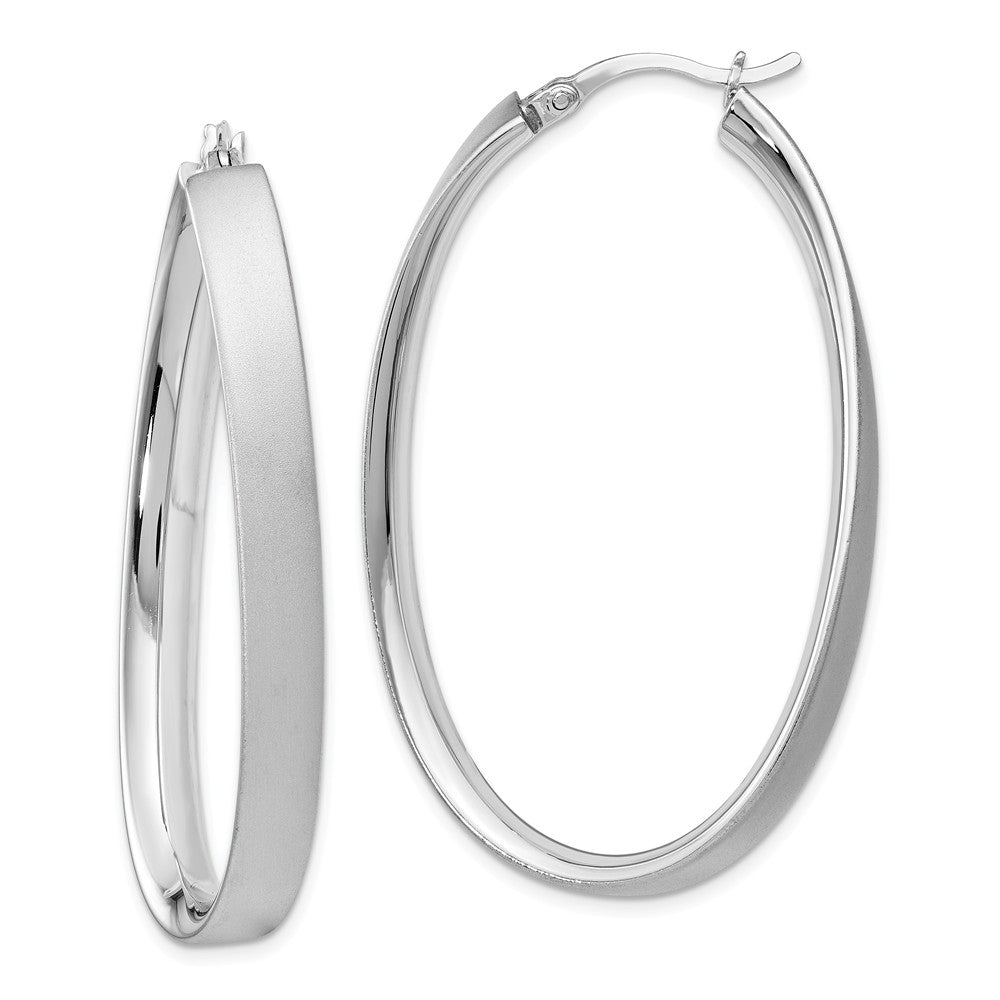 5mm Satin Wavy Oval Hoop Earrings in Sterling Silver, 49mm (1 7/8 in), Item E11524 by The Black Bow Jewelry Co.