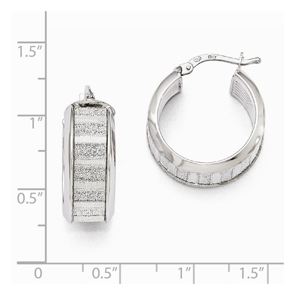 Alternate view of the 8mm Glitter Inlay Round Hoop Earrings in Sterling Silver, 20mm by The Black Bow Jewelry Co.